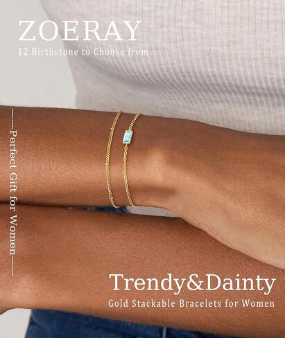 ZOERAY Birthstone Gold Bracelets for Women Non Tarnish Cute 14K Gold Plated Stackable Bracelets for Women Trendy Dainty Emerald Layered Bracelet Jewelry Bridesmaid Friendship Birthday Gifts for Her in Saudi Arabia