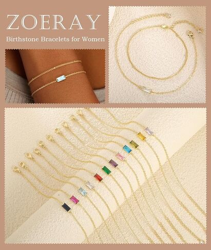 ZOERAY Birthstone Gold Bracelets for Women Non Tarnish Cute 14K Gold Plated Stackable Bracelets for Women Trendy Dainty Emerald Layered Bracelet Jewelry Bridesmaid Friendship Birthday Gifts for Her in Saudi Arabia