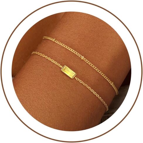 ZOERAY Birthstone Gold Bracelets for Women Non Tarnish Cute 14K Gold Plated Stackable Bracelets for Women Trendy Dainty Emerald Layered Bracelet Jewelry Bridesmaid Friendship Birthday Gifts for Her in Saudi Arabia