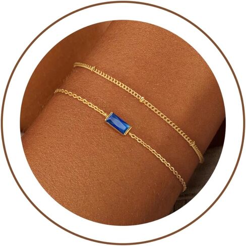 ZOERAY Birthstone Gold Bracelets for Women Non Tarnish Cute 14K Gold Plated Stackable Bracelets for Women Trendy Dainty Emerald Layered Bracelet Jewelry Bridesmaid Friendship Birthday Gifts for Her in Saudi Arabia