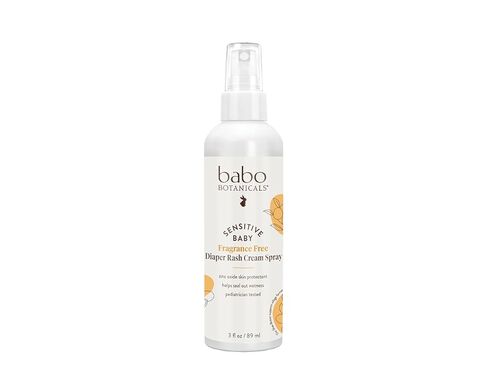Babo Botanicals Sensitive Baby Fragrance-Free Diaper Rash Cream Spray - with Non-Nano Zinc Oxide, Organic Shea Butter, Olive Oil & Aloe Vera - EWG Verified & Hypoallergenic - 3 fl. oz., White in Kuwait
