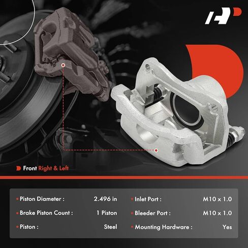 مجموعة فرجار قرص الفرامل الممتازة مع دعامة متوافقة مع Hyundai Santa Fe Sport 2017 2018 2.0L 2.4L - السائق الأمامي والراكب - مجموعة من قطعتين in Saudi Arabia