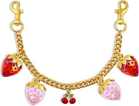 Strawberry Cherry Gold Bag Purse Chain Charms for Handbags Purses - Fruit Keychain Charm Purse Accessories for Women with Lobster Clasp in Saudi Arabia