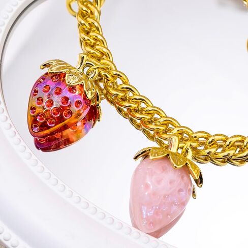 Strawberry Cherry Gold Bag Purse Chain Charms for Handbags Purses - Fruit Keychain Charm Purse Accessories for Women with Lobster Clasp in Saudi Arabia