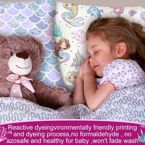 Ganeen 2 Pcs Toddler Pillowcase Sized 14" x 19" Fits 12" x 16" or 13" x 18" Cotton Dinosaur Pillow Cover Kids Soft Pillowcase Toddler Pillow Cases for Travel Bed Girl Boy Infant Sleep (Dinosaur, Lion) in Saudi Arabia