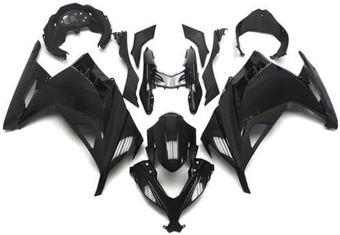 مجموعة هدايا الدراجات النارية باللون الأسود اللامع تناسب Kawasaki Ninja 300 EX300 EX300A EX300B 2013 2014 2015 2016 2017 مجموعة هيكل السيارة من البلاستيك ABS (أسود أبيض) in Saudi Arabia
