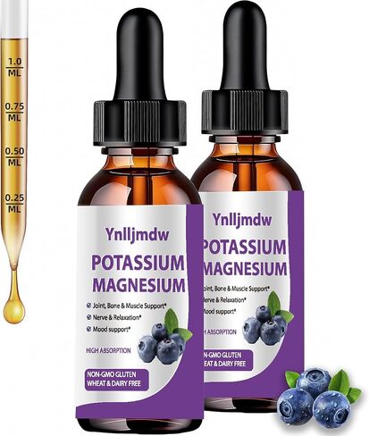 (2 Pack) Magnesium Glycinate Supplement Liquid Drops 1000MG Liquid Magnesium Glycinate High Absorption with Bromelain Vitamin C B6 D Zinc for Calm Relax Muscle Bowel Energy Pineapple Flavor in Saudi Arabia