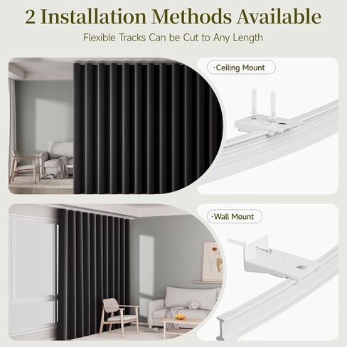 Room Divider Curtain with Ceiling Mount Track Blackout Curtains Thickened Ceiling Privacy Room Divider Screen, Flexible Ceiling Track Window Curtain Panels for Living Room Bedroom (Black W8.3 x L7ft) in Saudi Arabia