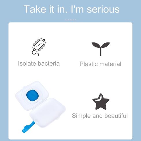 Box Portable Refillable Baby Wipes Dispenser Holder Wipes Carrying Case for Travel Home Office (Blue) in Kuwait