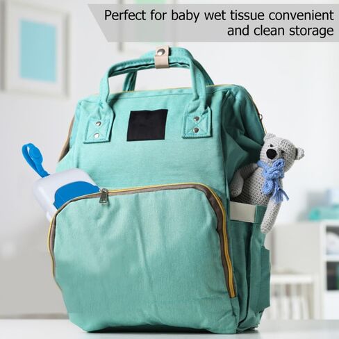 Box Portable Refillable Baby Wipes Dispenser Holder Wipes Carrying Case for Travel Home Office (Blue) in Kuwait