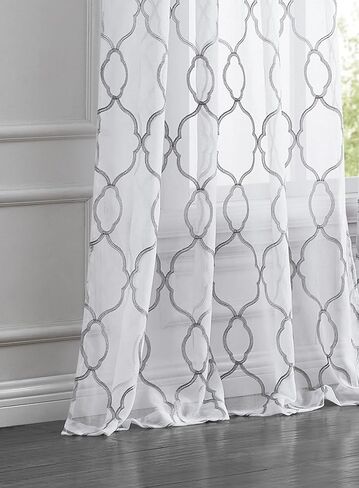 ستائر Dainty Home Grommet الشفافة - سبرينغفيلد 54 بوصة عرض × 84 بوصة طول، شبه شفافة، لوحات ستائر نافذة قابلة للغسل في الغسالة لغرفة النوم وغرفة المعيشة - الحل المثالي للستائر الشفافة in Kuwait