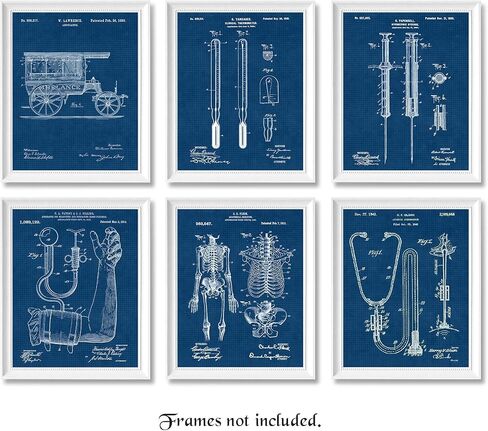 Vintage Medicine Patent Prints, 6 (8x10) Unframed Photos, Wall Art Decor Gifts Under 25 for Home Office Garage Man Cave Doctor School College Student Teacher Nurse Technician ER Caregiver Fan in Kuwait