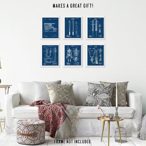 Vintage Medicine Patent Prints, 6 (8x10) Unframed Photos, Wall Art Decor Gifts Under 25 for Home Office Garage Man Cave Doctor School College Student Teacher Nurse Technician ER Caregiver Fan in Kuwait