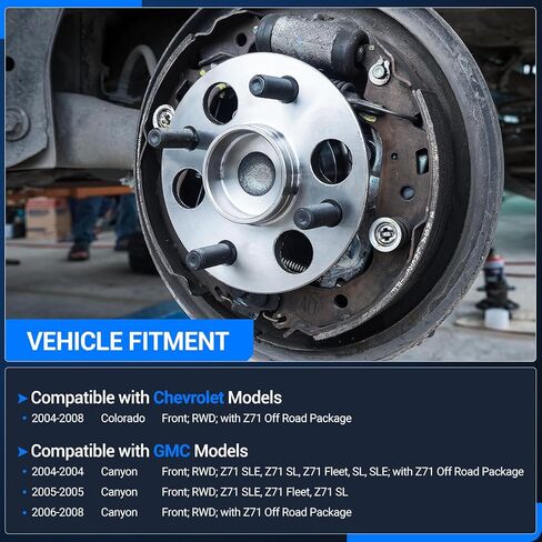 Autoround 515108 515109 RWD محمل العجلات الأمامية ومجموعة المحور مناسبة لـ 2004-2008 شيفروليه كولورادو، 04-08 جي إم سي كانيون، 6 العروات مع ABS، عبوتان in Saudi Arabia