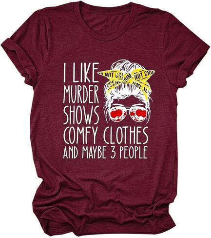 أنا أحب عروض القتل ملابس مريحة وربما 3 أشخاص تي شيرت نسائي قصير الأكمام مضحك الجرافيك بلايز عادية تي شيرت in Kuwait