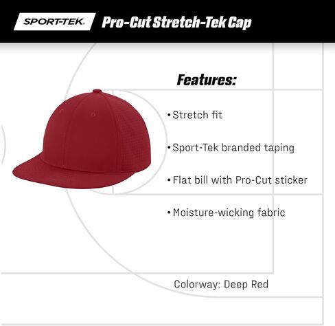 Sport-TEK Unisex Pro-Cut Stretch-Tek Cap | Breathable Fitted Hat for Men & Women with Moisture Wicking Sweatband Black in Saudi Arabia