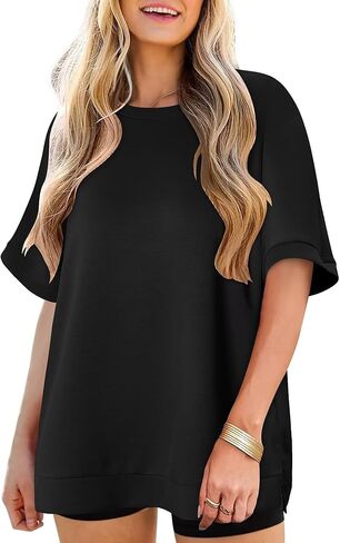 StunShow Womens Summer Shirts Casual Batwing Half Sleeve T-Shirts Solid Color Flowy Tops Loose Fit Cute Basic in Kuwait