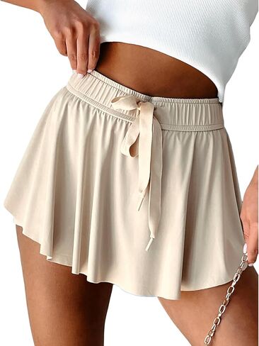 Tennis Skirts for Women High Waist with Inner Shorts Mini Flowy Tie Athletic Golf Skorts Skirts for Running Casual in Kuwait