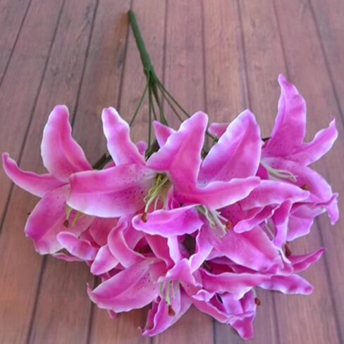 3PCS Lily Artificial Flowers Indoor Outdoor for Decoration UV Resistant Plastic Plants for Garden Porch Bedroom Office Table (Light Purple) in Saudi Arabia