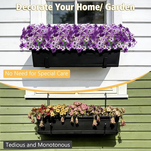 16 Bundles Artificial Flowers Outdoor, 2 Colors Faux Plants for Outdoors, UV Resistant Pansy Silk Flowers, Realistic Faux Plastic Flower Garden, Graves, Porch, Windowsill in Kuwait