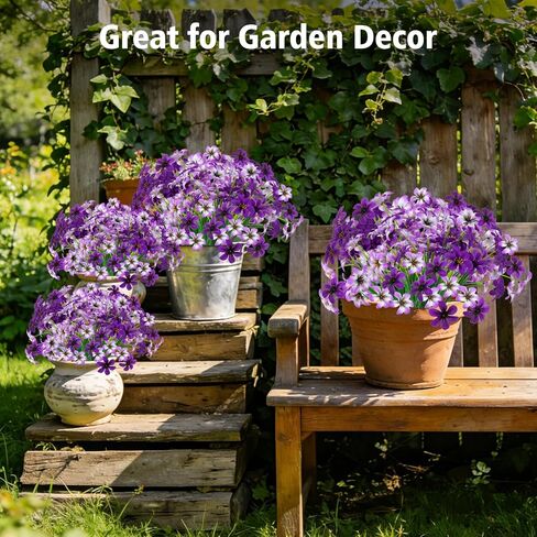 16 Bundles Artificial Flowers Outdoor, 2 Colors Faux Plants for Outdoors, UV Resistant Pansy Silk Flowers, Realistic Faux Plastic Flower Garden, Graves, Porch, Windowsill in Kuwait