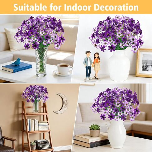 16 Bundles Artificial Flowers Outdoor, 2 Colors Faux Plants for Outdoors, UV Resistant Pansy Silk Flowers, Realistic Faux Plastic Flower Garden, Graves, Porch, Windowsill in Kuwait