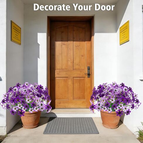 16 Bundles Artificial Flowers Outdoor, 2 Colors Faux Plants for Outdoors, UV Resistant Pansy Silk Flowers, Realistic Faux Plastic Flower Garden, Graves, Porch, Windowsill in Kuwait