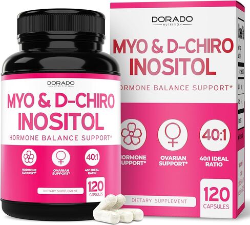 Myo-Inositol & D-Chiro Inositol Supplement (120 Capsules, 2050mg Per Serving Ideal 40:1 Ratio Myo Inositol) For Hormone Balance for Women & Ovarian Health - Third Party Tested, Vegan & USA Made in Kuwait