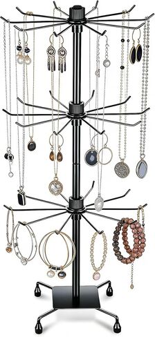 3 Tier Spinner Display Rack Retail Display Stand Metal Rotating Display Rack for Jewelry Keyring Socking HatsToys，Movable Shop Spinner，Adjustable height， Black,Pack of 2 in Kuwait