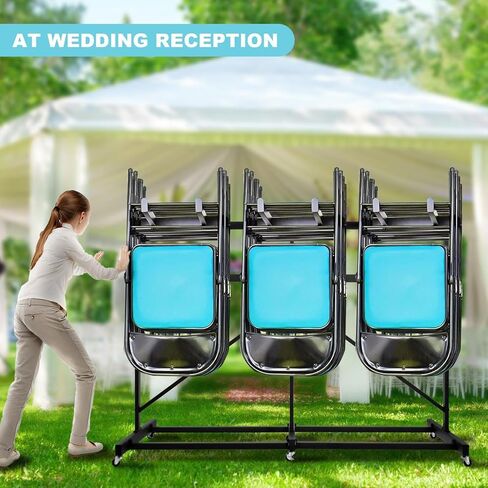 Folding Chair Rack, Heavy Duty Folding Chair Storage Rack Cart, 42 Chairs and 12 Table, 660 Lbs Weight Capacity, Locking Rubber Wheels for Weddings, Parties & Events in Saudi Arabia