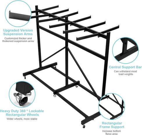 Folding Chair Rack, Heavy Duty Folding Chair Storage Rack Cart, 42 Chairs and 12 Table, 660 Lbs Weight Capacity, Locking Rubber Wheels for Weddings, Parties & Events in Saudi Arabia