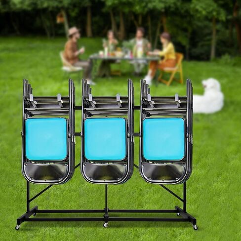Folding Chair Rack, Heavy Duty Folding Chair Storage Rack Cart, 42 Chairs and 12 Table, 660 Lbs Weight Capacity, Locking Rubber Wheels for Weddings, Parties & Events in Saudi Arabia