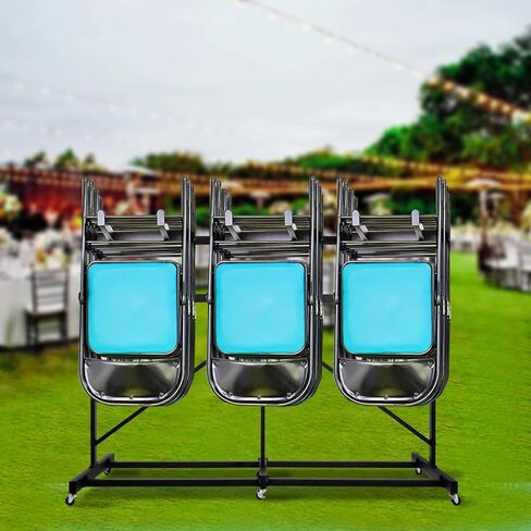 Folding Chair Rack, Heavy Duty Folding Chair Storage Rack Cart, 42 Chairs and 12 Table, 660 Lbs Weight Capacity, Locking Rubber Wheels for Weddings, Parties & Events in Saudi Arabia
