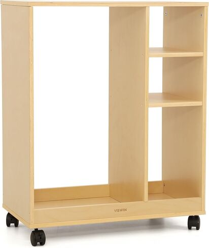 VISWIN Art Cart Organizer, Solid Pine Wood Art Supply Storage Organizer with Caster Wheels, 3-Tier Multifunctional Rolling Utility Storage Cart for Studio, Classroom, Artists - Natural in Kuwait