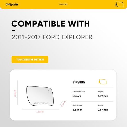 BSD Compatible with Ford Explorer Passenger Side Mirror, 2011 2012 2013 2014 2015 2016 2017 - Right Side Mirrors Replacement Glass with Blind Spot, Heated, BB5Z17K707D in Kuwait