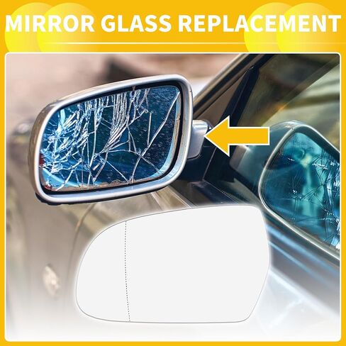 for Audi A5 Quattro S4 A4 S4 A3 2011-2013 Car Rearview Mirror Glass Replacement W/Backing Plate Heated Driver Left Side in Saudi Arabia