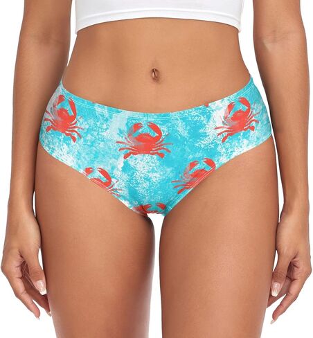 Women's Underwear Brief Breathable Soft Knickers Crab Swims Blue Ocean Large in Kuwait