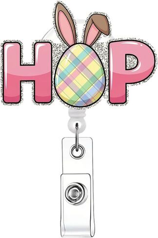 Funny Easter Bunny Rabbit Egg Retractable Badge Reel ID Tag, with Alligator Clip,24in Nylon Cord, Nurse Office Employee Name Badge in Kuwait