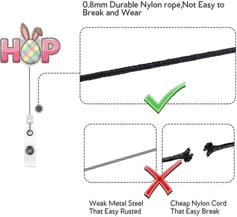 Funny Easter Bunny Rabbit Egg Retractable Badge Reel ID Tag, with Alligator Clip,24in Nylon Cord, Nurse Office Employee Name Badge in Kuwait
