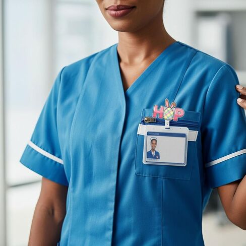 Funny Easter Bunny Rabbit Egg Retractable Badge Reel ID Tag, with Alligator Clip,24in Nylon Cord, Nurse Office Employee Name Badge in Kuwait