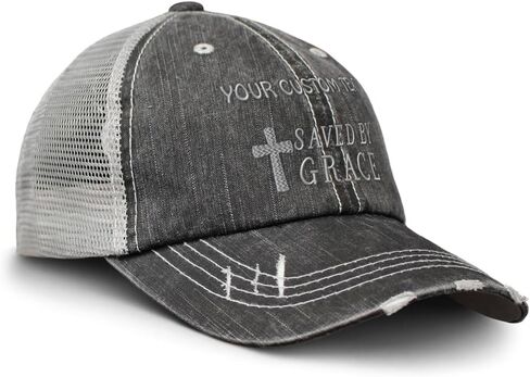 Distressed Trucker Hat Saved by Grace Jesus Christian Religious Trucker Hats for Men & Women Cotton in Saudi Arabia