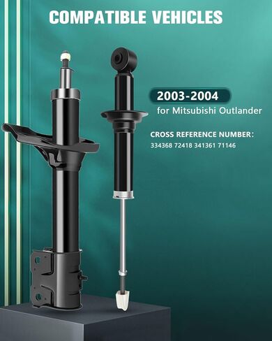 دعامات لميتسوبيشي، مجموعة كاملة من ممتصات الصدمات من AUTOMUTO تناسب 2003 2004 لميتسوبيشي أوتلاندر 334368 341361 72418 71146 ممتصات الصدمات الأمامية والخلفية - 4 قطع in Saudi Arabia