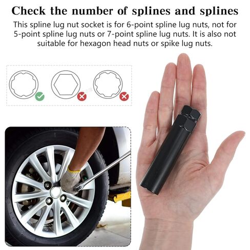 6 Spline Lug Nut Socket Set Locking Lugs Nut Key Removal Tool, Wheel Lugs Nuts Socket Removal Kit for Easy Installation and Removing of Lug Nuts on Aftermarket Wheels in Saudi Arabia