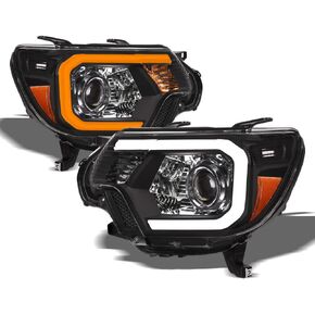 7422439477445 Compatible With 2012-2015 Toyota Tacoma Switchback Sequential LED Strip Bar Black Housing Projector Headlights With Amber Reflector in Kuwait
