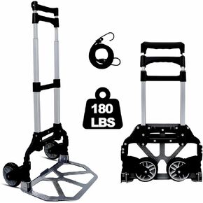 Portable Folding Dolly Cart with Wheels, Lightweight Aluminum Hand Truck with Adjustable Handle, Compact Push Pull Carrier for Boxes, Groceries, Travel, Home & Office Use 330lb in Kuwait