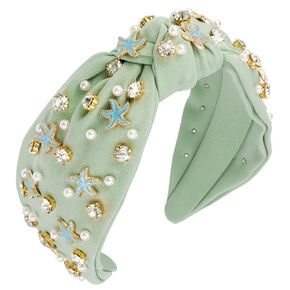 AOPRIE Pearl Headbands for Women Top Knotted Headbands for Girls Hair Bands for Women's Hair Solid Color Turban Wide Headbands for Women Brown, 1 Pack in Kuwait