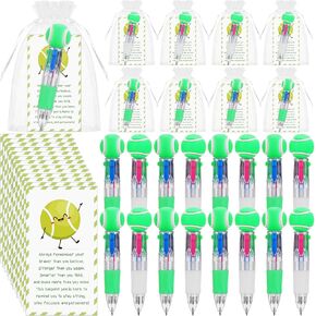 Uoeo 24 Sets Tennis Party Favors Tennis Team Gifts Multicolor 4 in 1 0.5mm Ballpoint Pens Inspirational Greeting Cards Funny Gift Pens Sport Party Gifts for Sport Lover Coworkers Novelty Office Gift in Kuwait