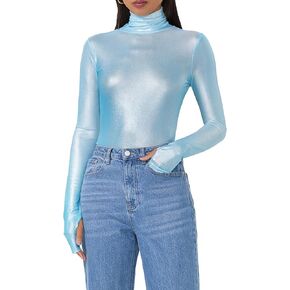 AFRM Women's Zadie Sheer Mesh Long Sleeve Turtleneck Top in Kuwait