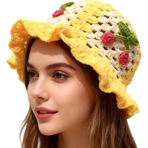 Crochet Bucket Hats for Women Handmade Hat Cute Foldable Knitted Hats for Women in Kuwait