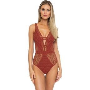 Color Play Crochet Show & Tellplunge One-Piece Black LG in Kuwait